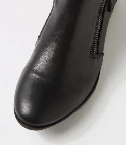 Women DIANA FERRARI Boots-Zoner Black Leather Ankle Boots