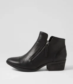 Women DIANA FERRARI Boots-Zoner Black Leather Ankle Boots