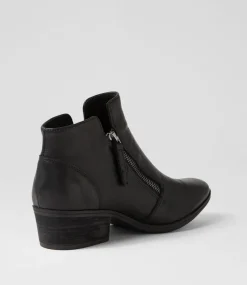 Women DIANA FERRARI Boots-Zoner Black Leather Ankle Boots