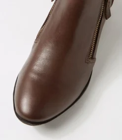 Women DIANA FERRARI Boots-Zoner Choc Dark Brown Leather Ankle Boots