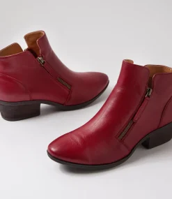 Women DIANA FERRARI Boots-Zoner Dark Red Brown Leather Ankle Boots