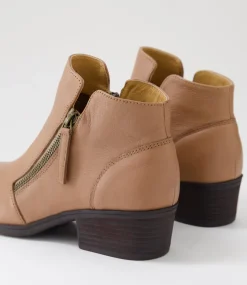 Women DIANA FERRARI Boots-Zoner Mid Tan Dark Brown Leather Ankle Boots