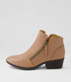 Women DIANA FERRARI Boots-Zoner Mid Tan Dark Brown Leather Ankle Boots