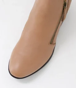 Women DIANA FERRARI Boots-Zoner Mid Tan Dark Brown Leather Ankle Boots