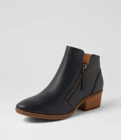 Women DIANA FERRARI Boots-Zoner Navy Natural Leather Ankle Boots