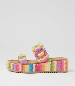 Women I LOVE BILLY Sandals-Zonsani Fuchsia Multi Fabric Sandals