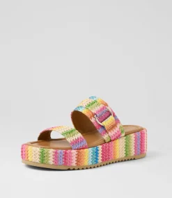 Women I LOVE BILLY Sandals-Zonsani Fuchsia Multi Fabric Sandals