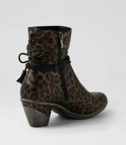 Women I LOVE BILLY Boots-Zonte Leopard Fabric Ankle Boots