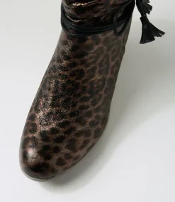 Women I LOVE BILLY Boots-Zonte Leopard Fabric Ankle Boots