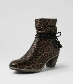 Women I LOVE BILLY Boots-Zonte Leopard Fabric Ankle Boots