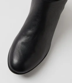 Women DIANA FERRARI Boots-Zoose Black Leather Stretch Knee High Boots