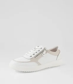 Women SUPERSOFT Comfort|Sneakers-Zulie White Almond Silver Scratch Leather Sneakers