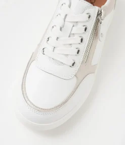 Women SUPERSOFT Comfort|Sneakers-Zulie White Almond Silver Scratch Leather Sneakers