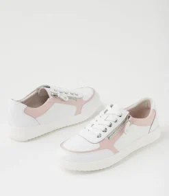 Women SUPERSOFT Comfort|Sneakers-Zulie White Pink Silver Scratch Leather Sneakers