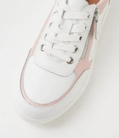 Women SUPERSOFT Comfort|Sneakers-Zulie White Pink Silver Scratch Leather Sneakers