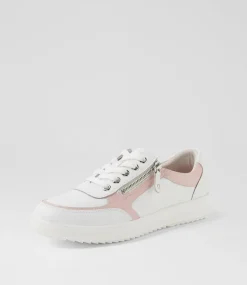 Women SUPERSOFT Comfort|Sneakers-Zulie White Pink Silver Scratch Leather Sneakers